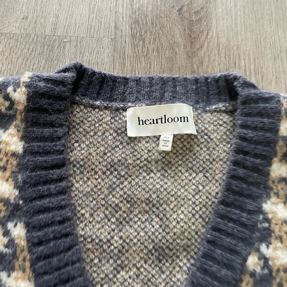 heartloom marlie blue houndstooth v-neck pearl jeweled button cardigan sweater - Picture 5 of 7